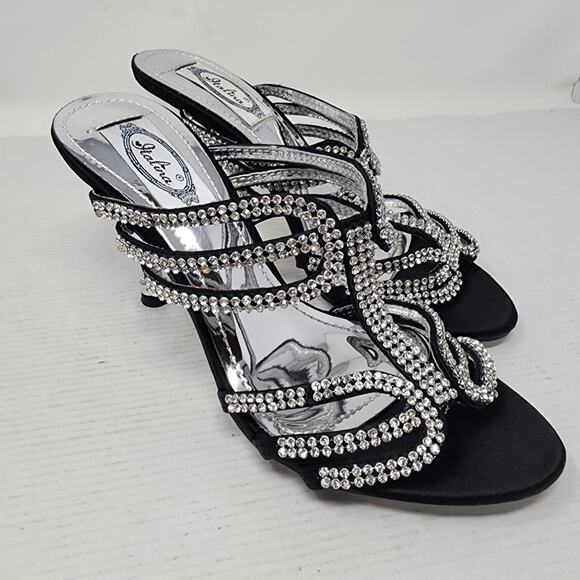 New Vintage 90's Italina Dress Shoes Rhinestones Slip on Weddings Party Size 8 - Picture 4 of 9